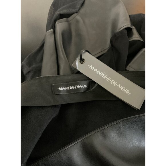 *MANIERE DE VOIR Women Faux Leather/Sheer Pants NEW Black size US 6 - Picture 8 of 13